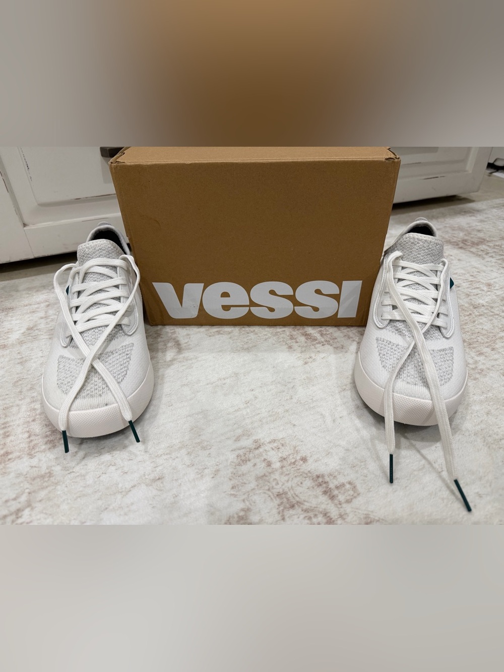 Vessi Weekend Classic 1.5 Waterproof Sneakers White Selene Mid Grey W9 New